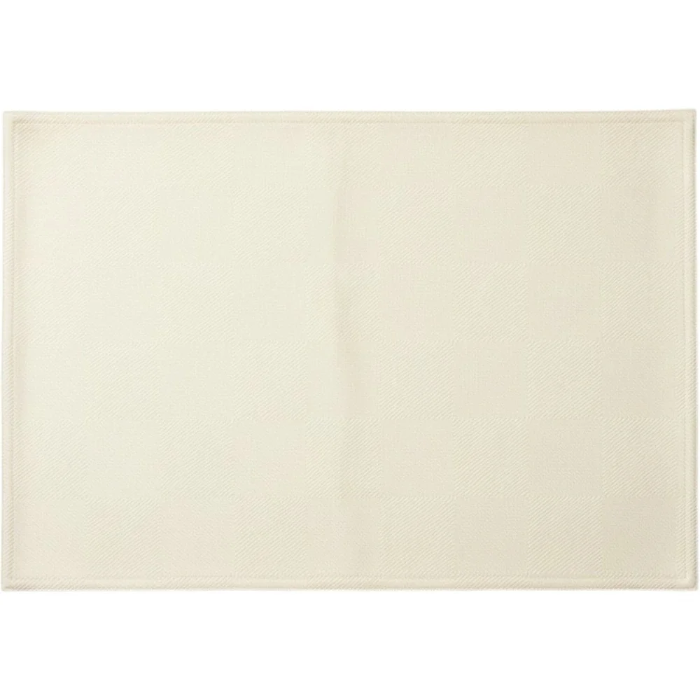 Set of 6 Cream Geometric Diamond Woven Rectangular Placemats 19x13.5 Off-White